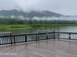 Fucking at a private lake in Alaska